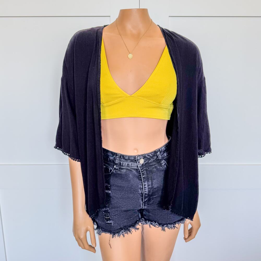H&M Loves Coachella-Black Kimono-Open Front-3/4 Length Sleeves-Womens Size Small